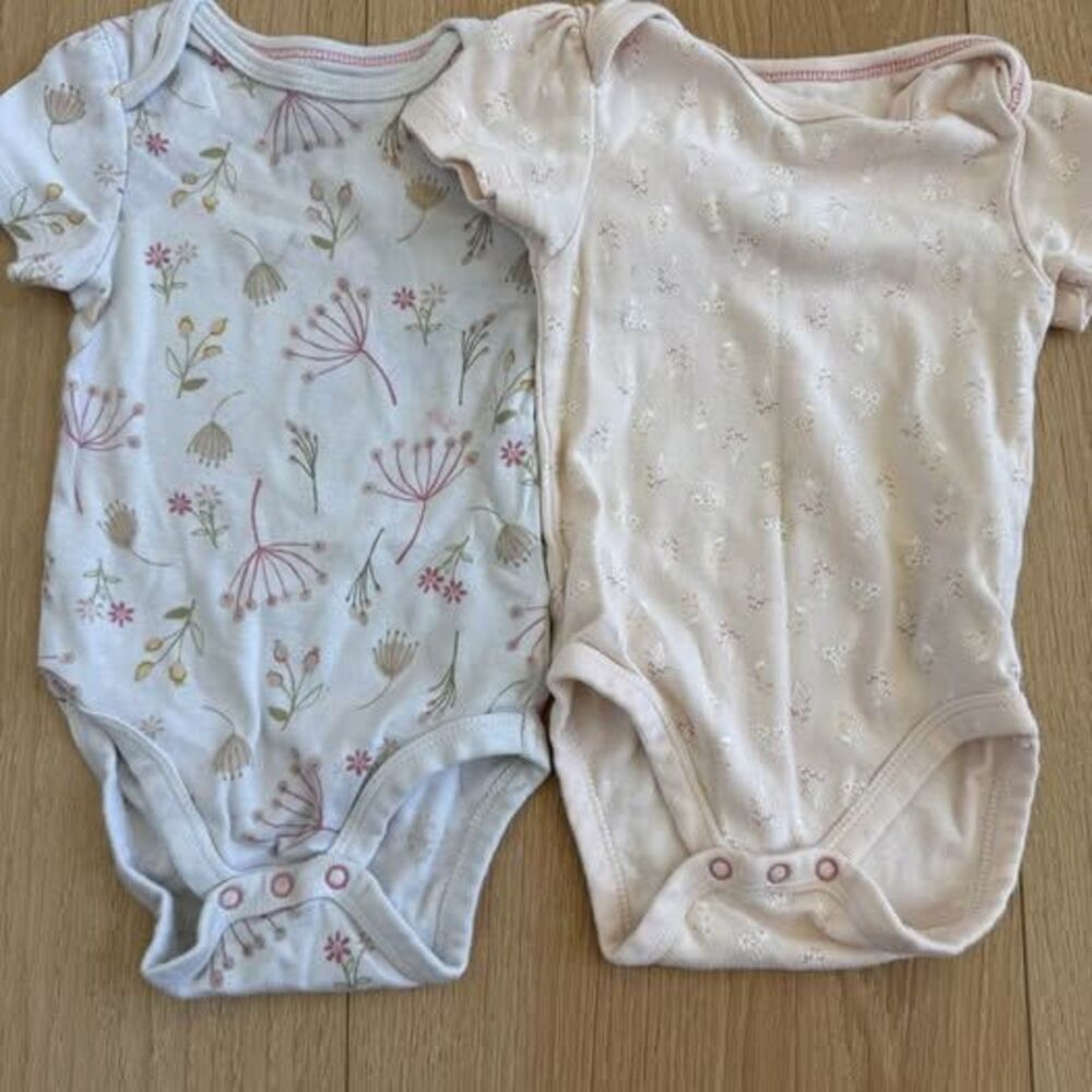 Set of two cloud Island floral onesies. 6 to 9 months. 